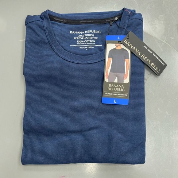 NEW Banana Republic Men's L Luxe Touch Performance T Shirt Short sleeve Blue - Picture 2 of 6